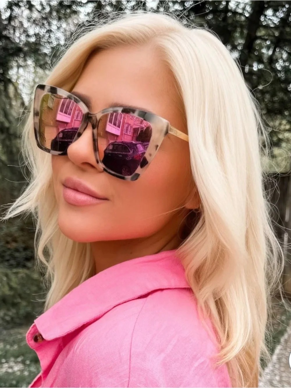 BECKY II - CREAM TORTOISE + PINK MIRROR SUNGLASSES